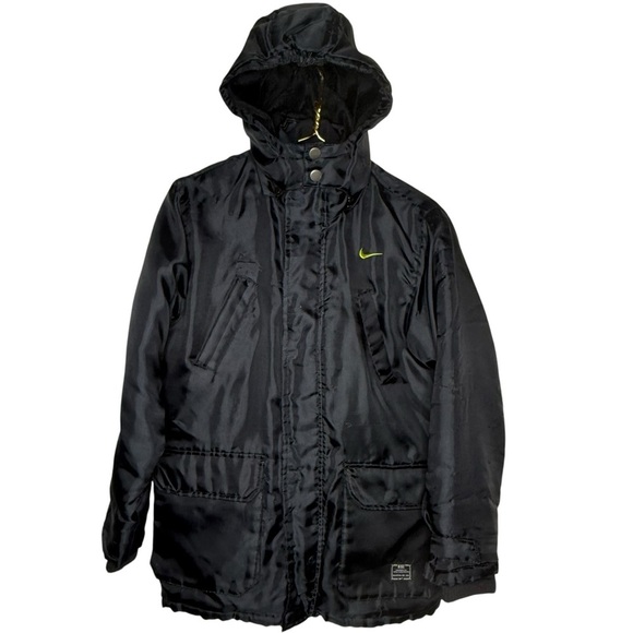 Nike Boys Black Insulated Winter Jacket Removable Hood Size L Weather Resistant - Picture 3 of 16